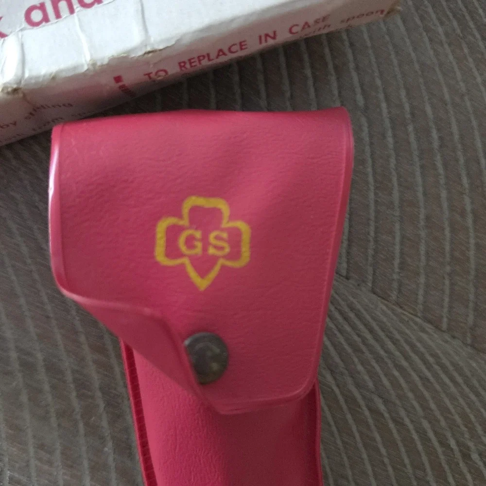 Vintage Girl Scout Hiker's Cutlery Kit Knife Fork Spoon Stainless Steel Red Case
